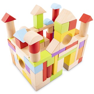 Building blocks in a drum - multi color - 100 pieces